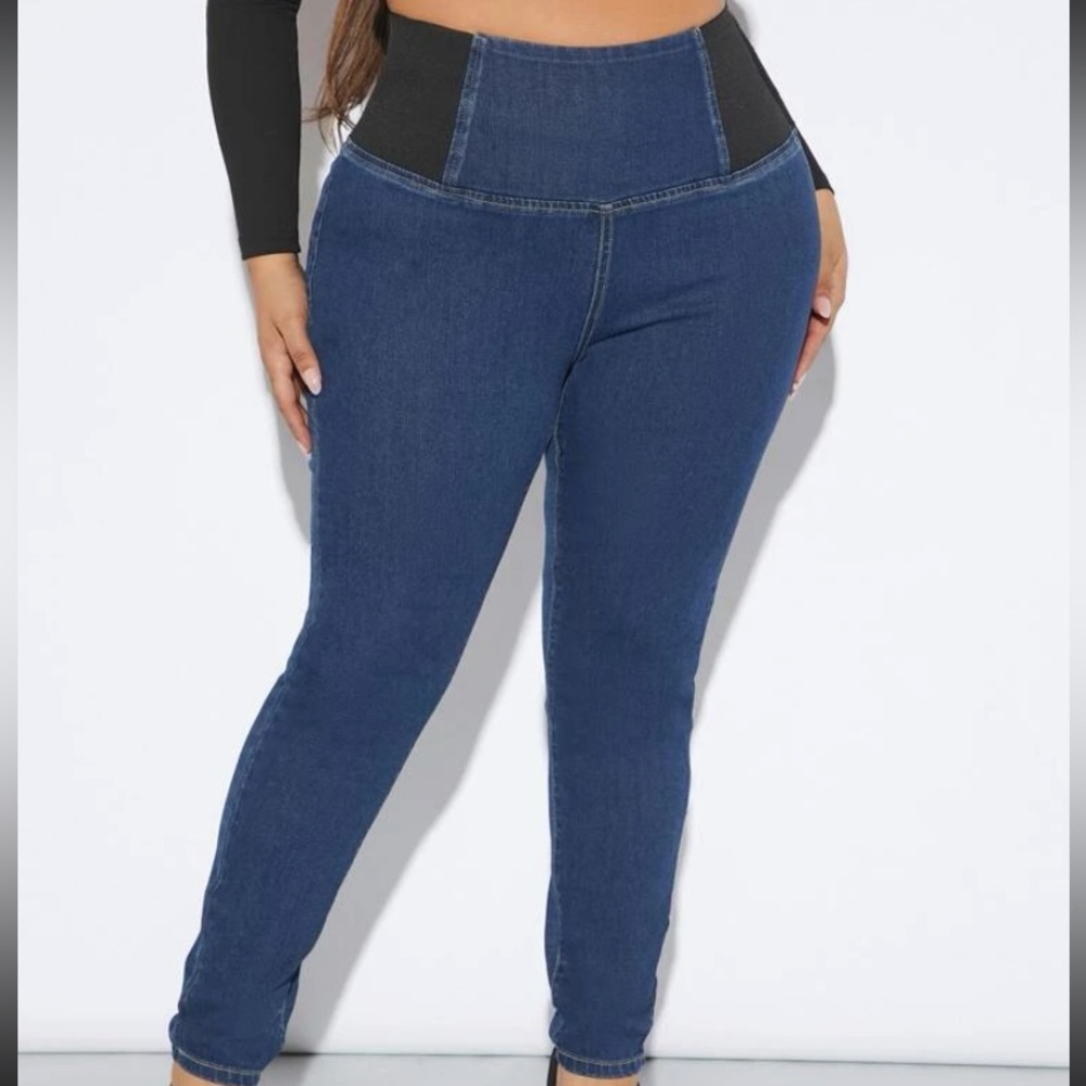 Thick Waistline Blue Jeans